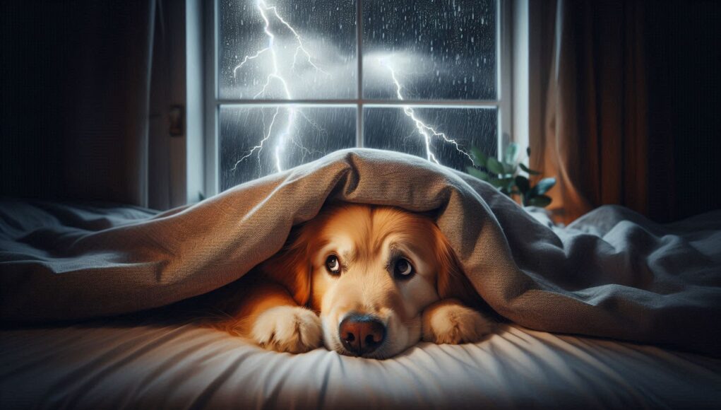 Hund bei Gewitter