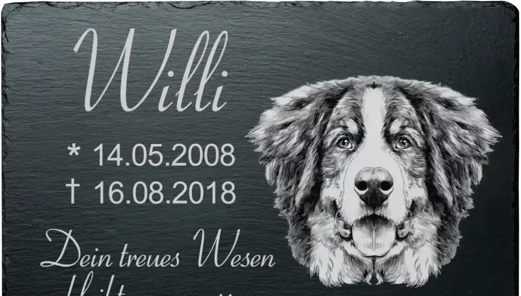 Laser Memories - Gravierte Schiefertafel Hund