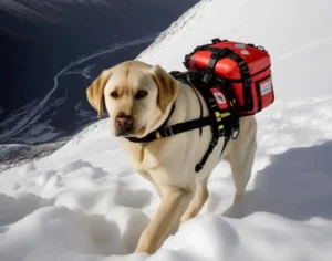 Rettungshund in den Bergen